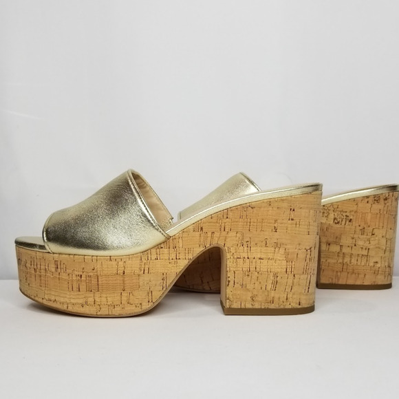 Kate Spade New York Women Ibiza Leather Platform Sandals Size 9.5 Pale Gold NWT - Picture 1 of 9